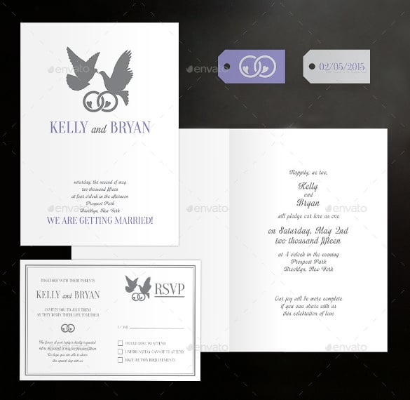 love bird elegant wedding invitation psd format