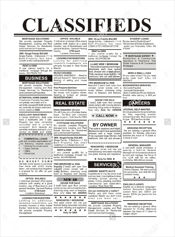 newspaper ad template indesign