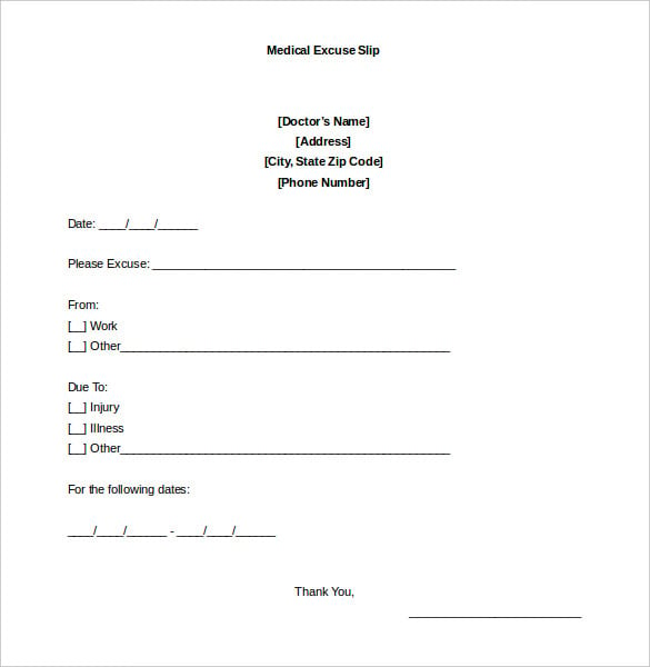Dentist Note For School Template