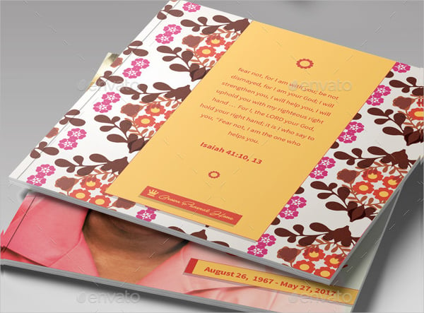 delicate flower funeral program booklet template