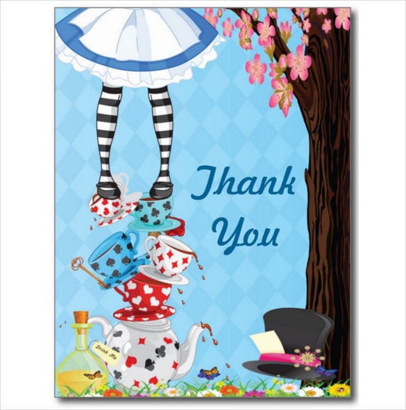 alice in wonderland thank you post cards