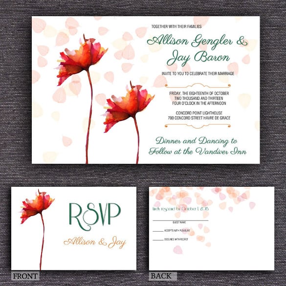 red flowers of 5x7 postcard template