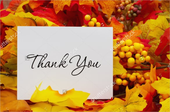 autumn leaves with a thank you postcard card