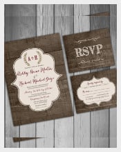 Wood Country Wedding Invitation PSD Format