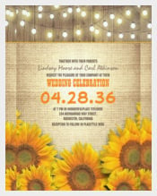 Sunflower Rustic Wedding Invitation Template