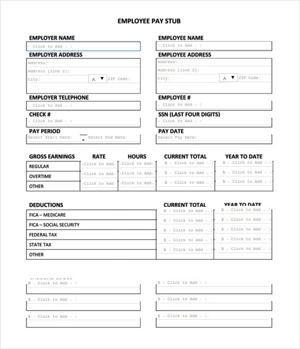 create employee paystub template free online
