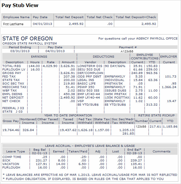 27 Pay Stub Templates Samples Examples And Formats Download 