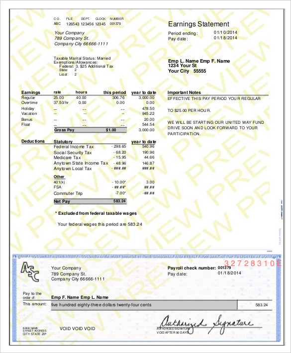 27 Pay Stub Templates Samples Examples Formats Download Free Premium Templates