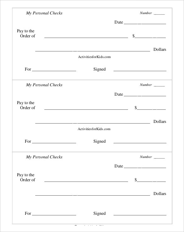 Free Printable Checks Free Printable Templates