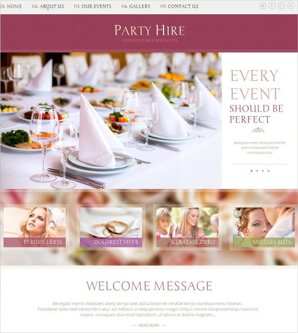 responsive event planner moto cms html php template