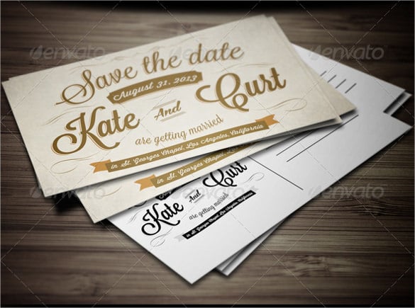 vintage wedding invitation postcard template save the date