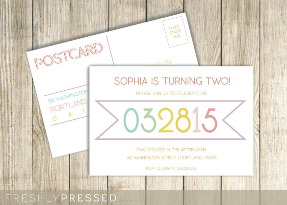 letterpress custom birthday invitation postcard