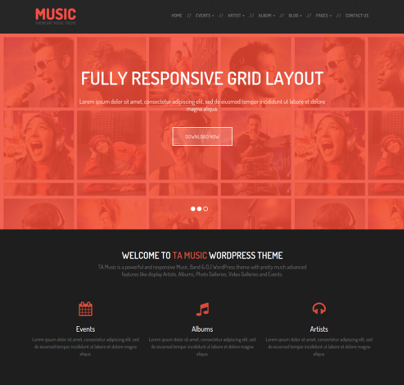 free music event wordpress php theme