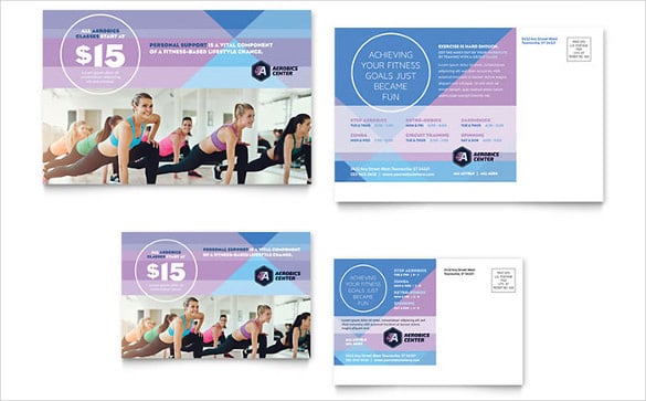 aerobics center postcard template