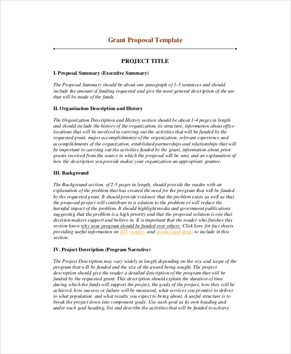 grant proposal summary template