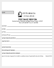 Event Chang Order Form Example Format