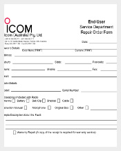 Electronic Device Repair Order Form Example Download