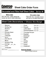 Sample Template for Costco Cake Order Form