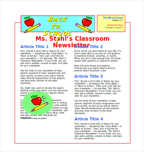 free clipart of school newsletter