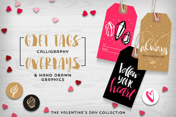 valentines day gift tags and overlays