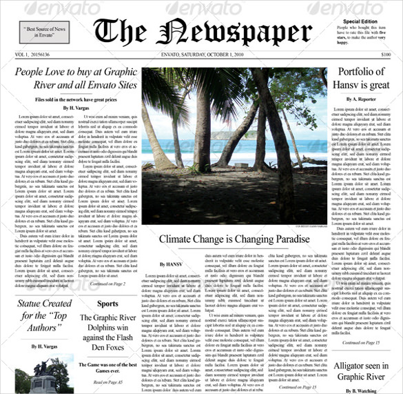 psd format newspaper front page template download