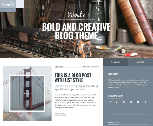 creative wordpress hosting blog theme