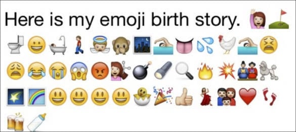 emoji birth story text