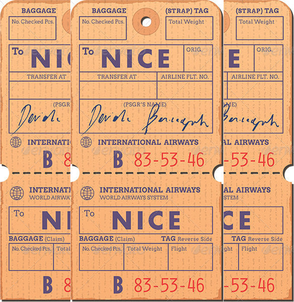 customizable luggage tags template psd format