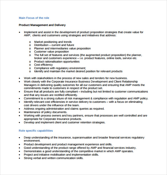 11+ Product Manager Job Description Templates Free Sample, Example