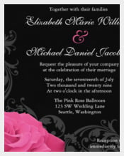 Beautiful Pink Rose Wedding Invitation