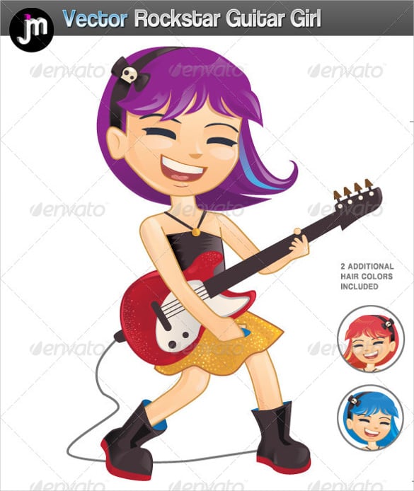 rockstar guitar girl logo
