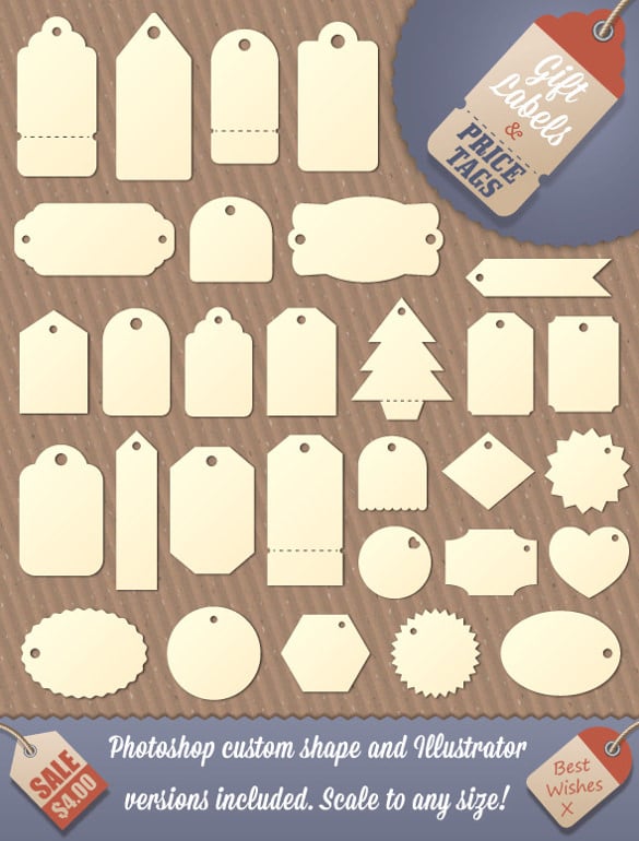 gift tag and favour tag shapes template download