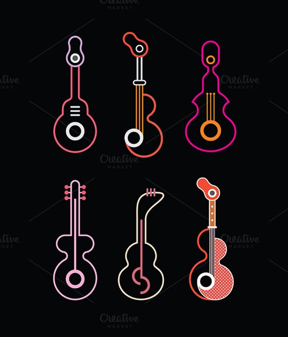neon guitar logo template