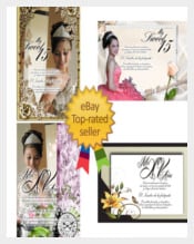 PSD Photoshop Templates for Quinceaneras Invitations ,Vol. 5 and Tickets