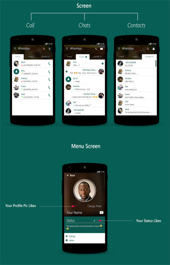 whatsapp app android template templates redesign