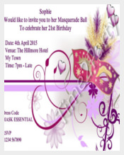 Personalised Masquerade Ball Invitations Mask Birthday Party Invites
