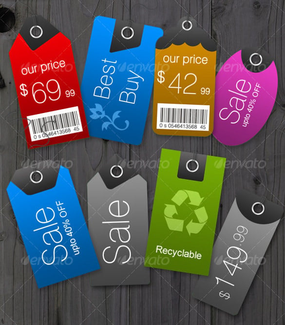 6 color styles price printable tag template