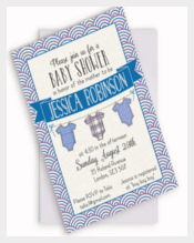 Onesie Baby Boy Shower Invitation - Customizable Invite - Blue, Cream