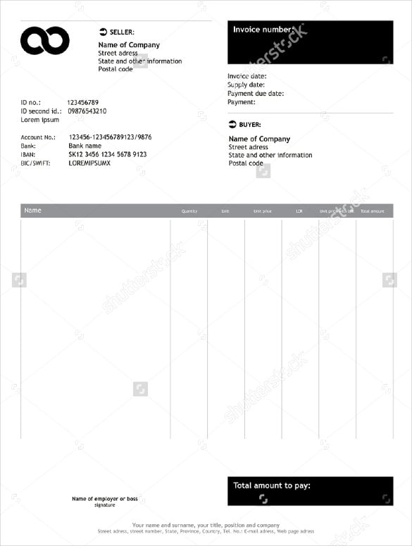 blank invoice business template