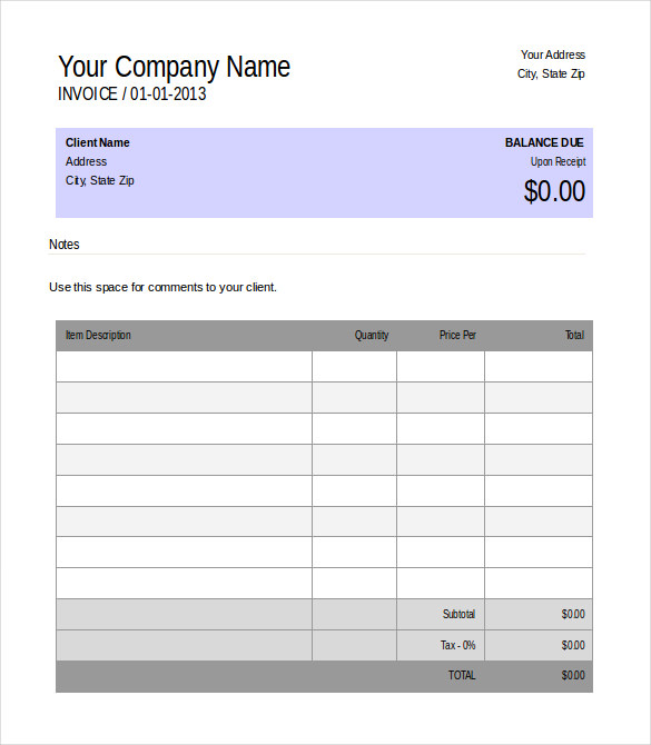 sample invoice word template