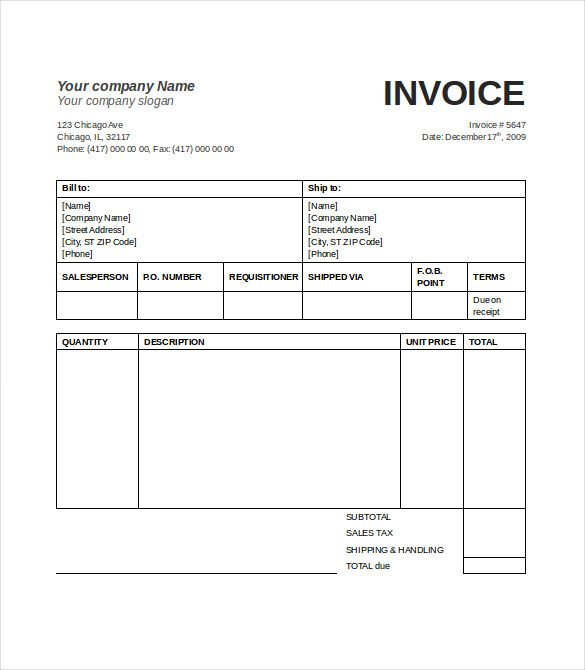 48+ Blank Invoice Templates - AI, PSD, Google docs, Apple Pages