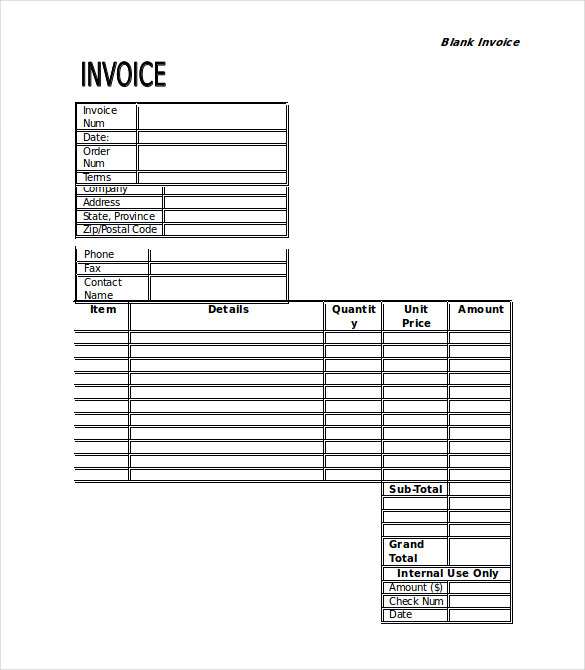 48+ Blank Invoice Templates - AI, PSD, Google docs, Apple Pages | Free ...