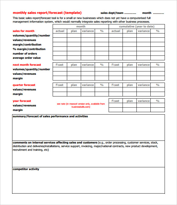 30+ Monthly Sales Report Templates - PDF, DOC  Free 