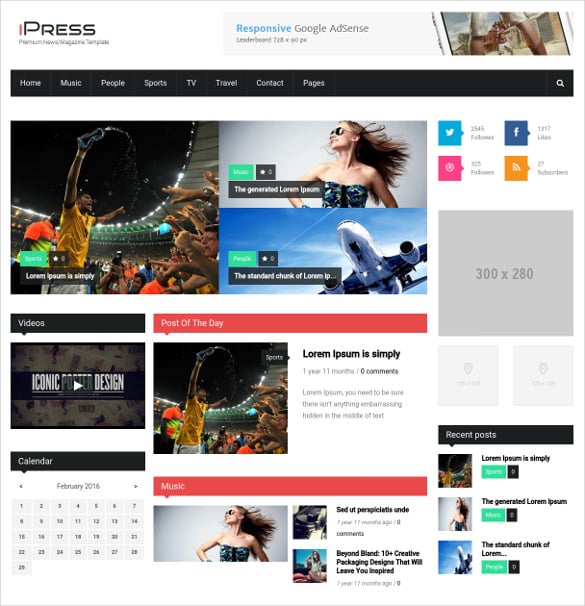 ipress responsive news drupal theme