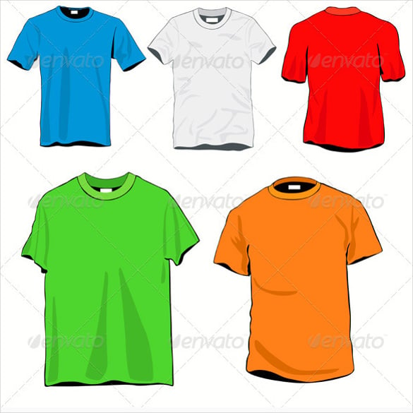 colourful blank t shirts template set