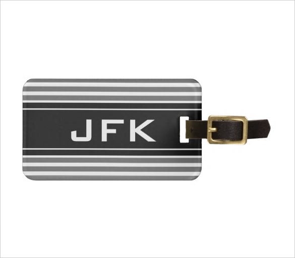masculine monogram travel luggage tag with stripes1