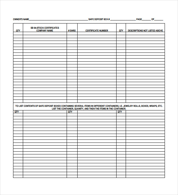 bank inventory spreadsheet pdf template free download
