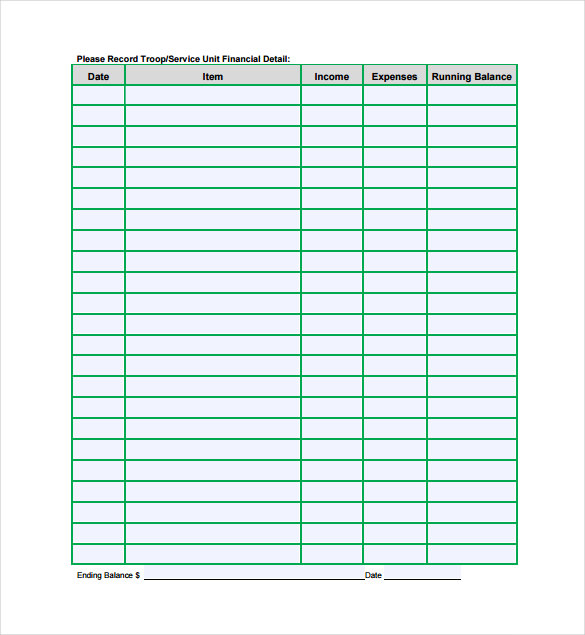 Annual Financial Spreadsheet PDF Template Free Download