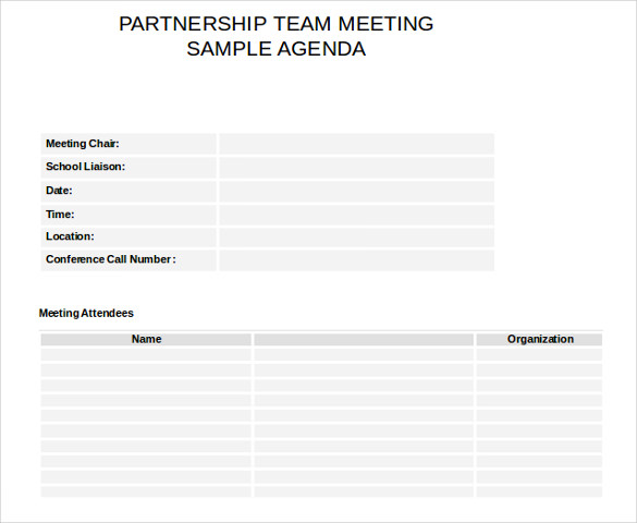 partnership meeting agenda