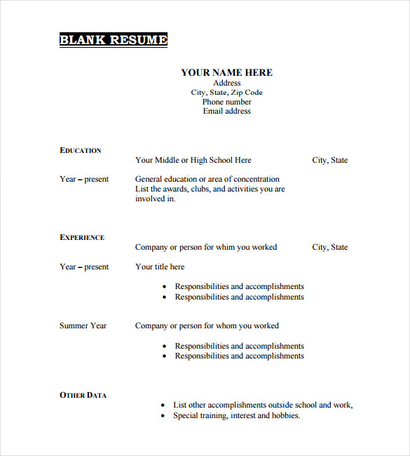 Blank Resume Template – 15+ Free PSD, Vector EPS, AI, Format Download